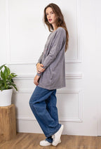 Plus Size Tryckt Stickad Tröja