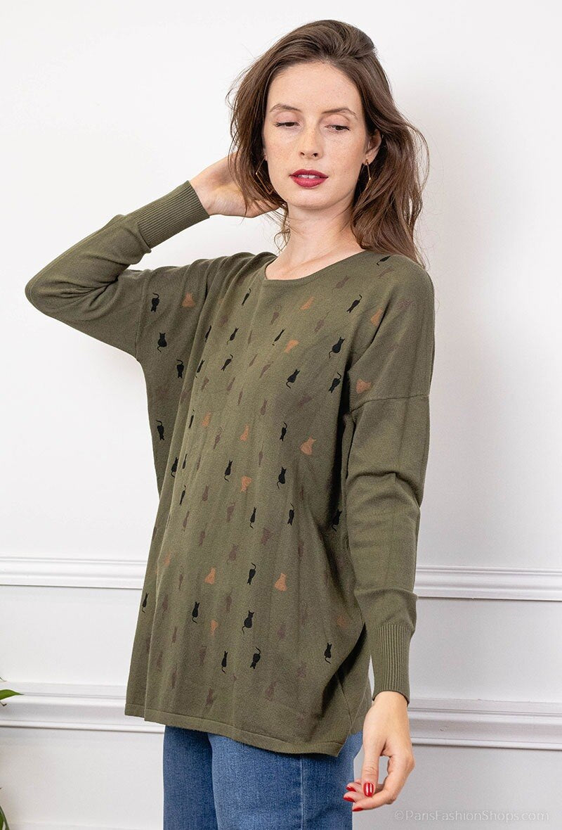 Plus Size Printed Knit Sweater