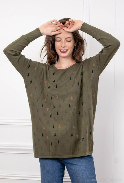 Plus Size Printed knit sweater