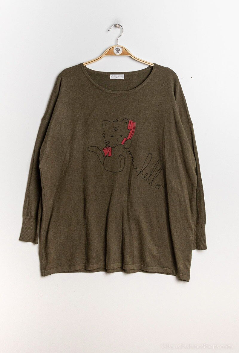 Plus Size Printed knit sweater