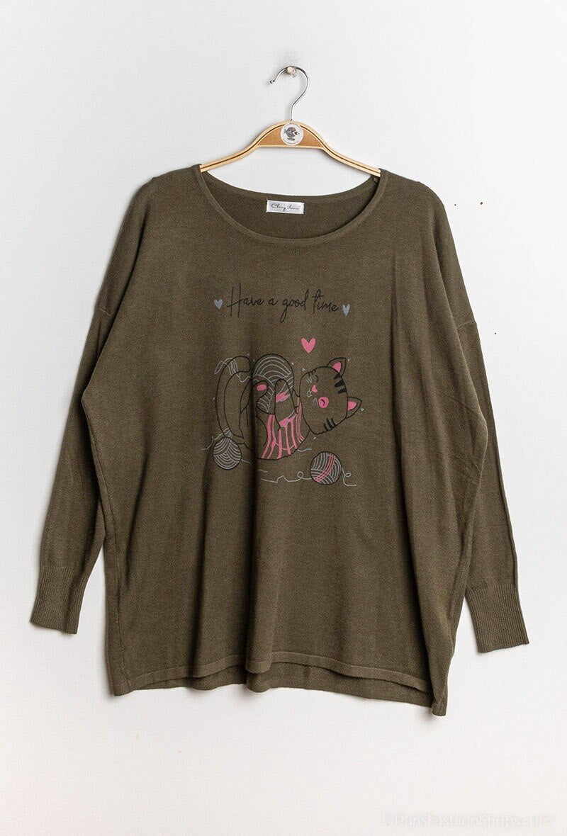 Plus Size Printed knit sweater