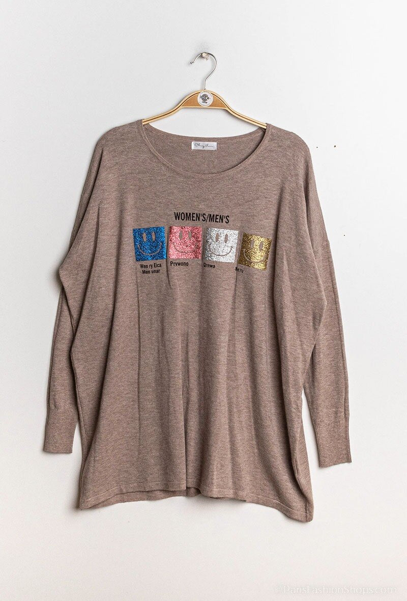 Plus Size Printed knit sweater
