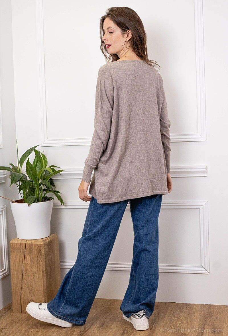 Plus Size Mönstrad Stickad Tröja