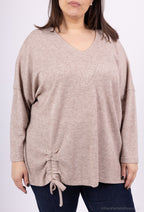 Plus Size Batwing Sleeve Knit Sweater with Bow
