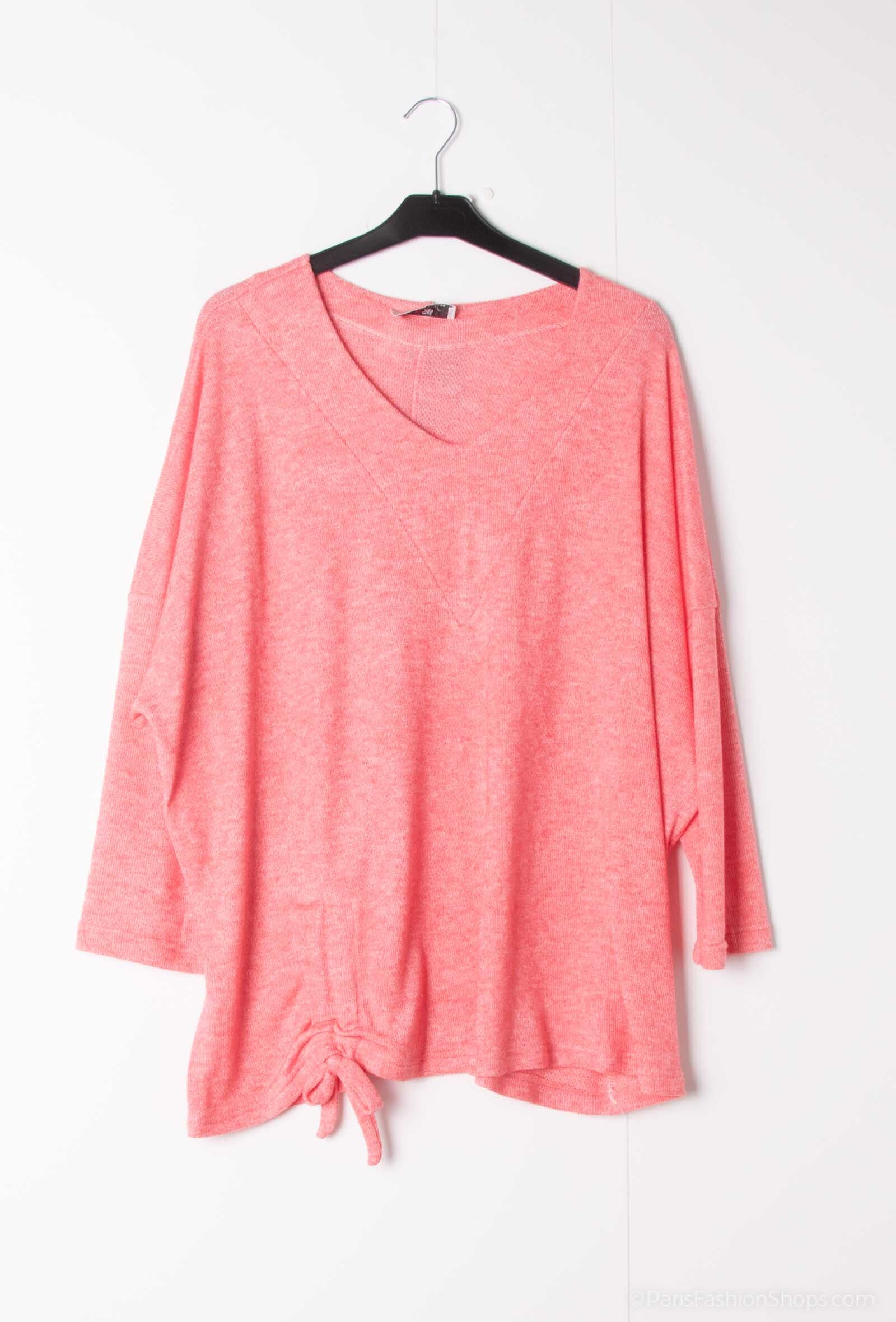 Plus Size Batwing sleeve knit sweater with bow