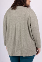 Plus Size Batwing Sleeve Knit Sweater with Bow