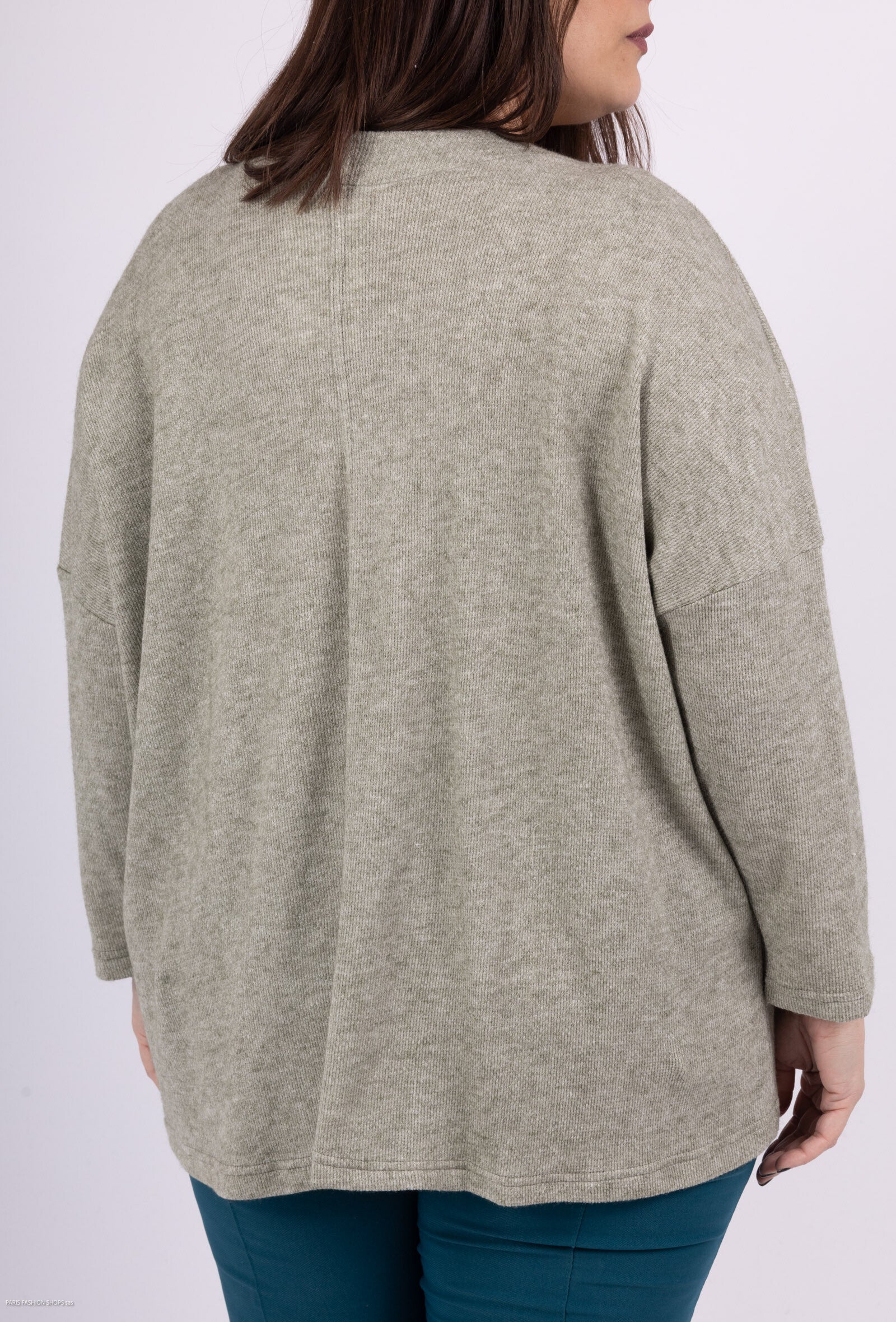 Plus Size Batwing Sleeve Knit Sweater with Bow