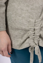 Plus Size Batwing Sleeve Knit Sweater with Bow