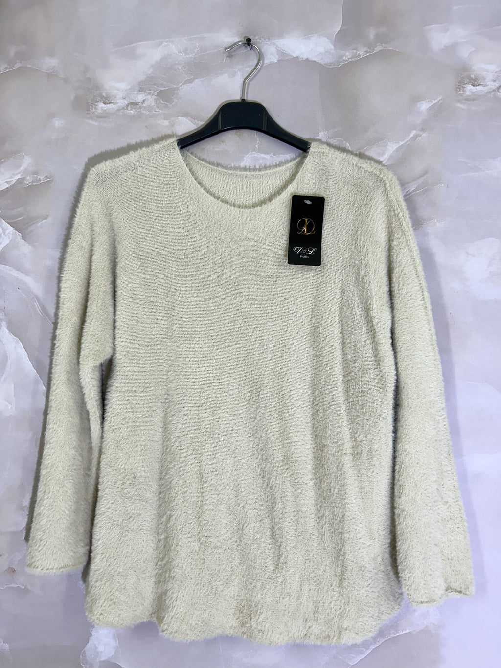 Plus Size Extra Mjuk Stretch Tröja med Kaninpäls Effekt