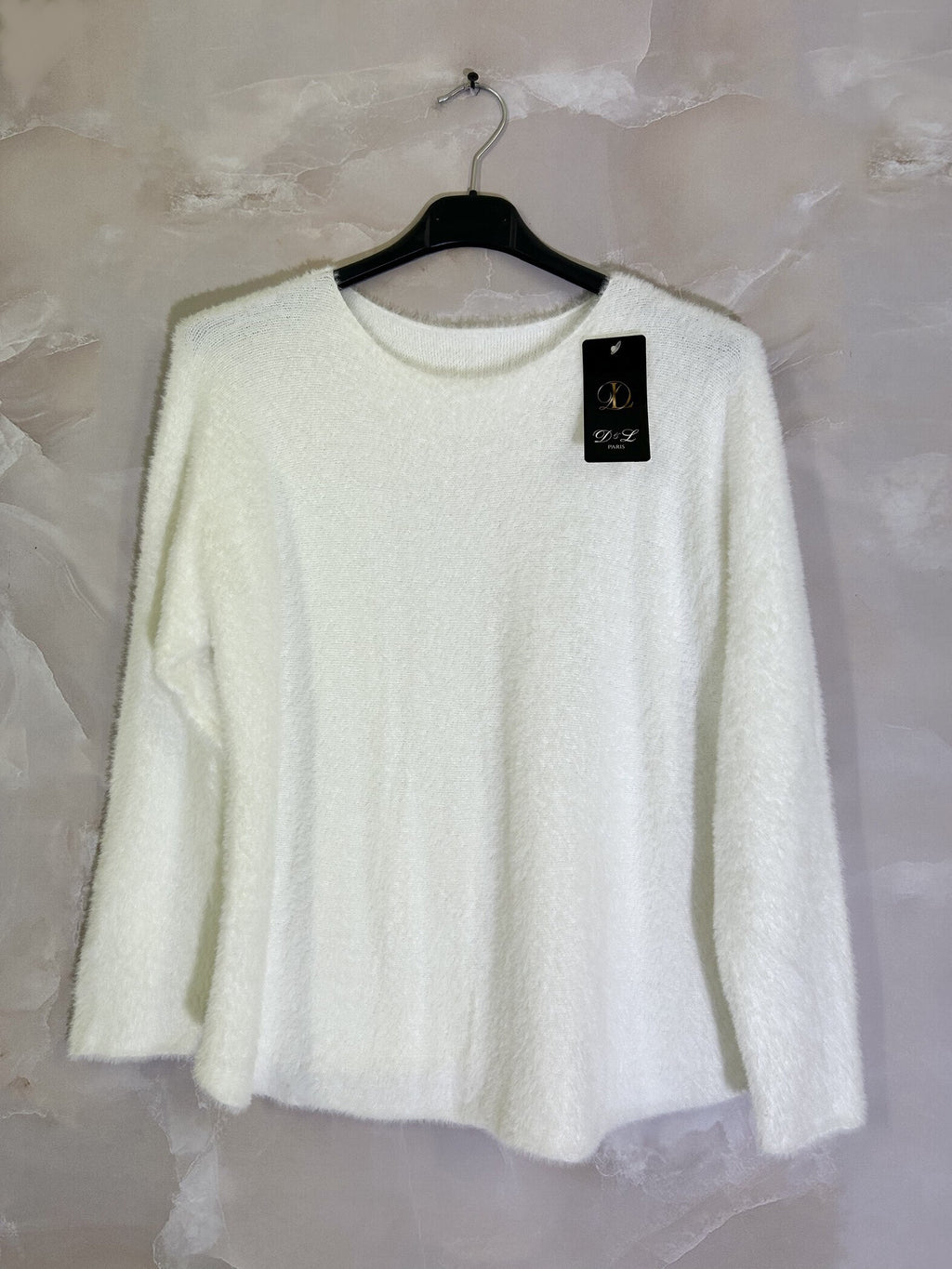 Plus Size Extra soft stretch rabbit hair effect sweater with round neck