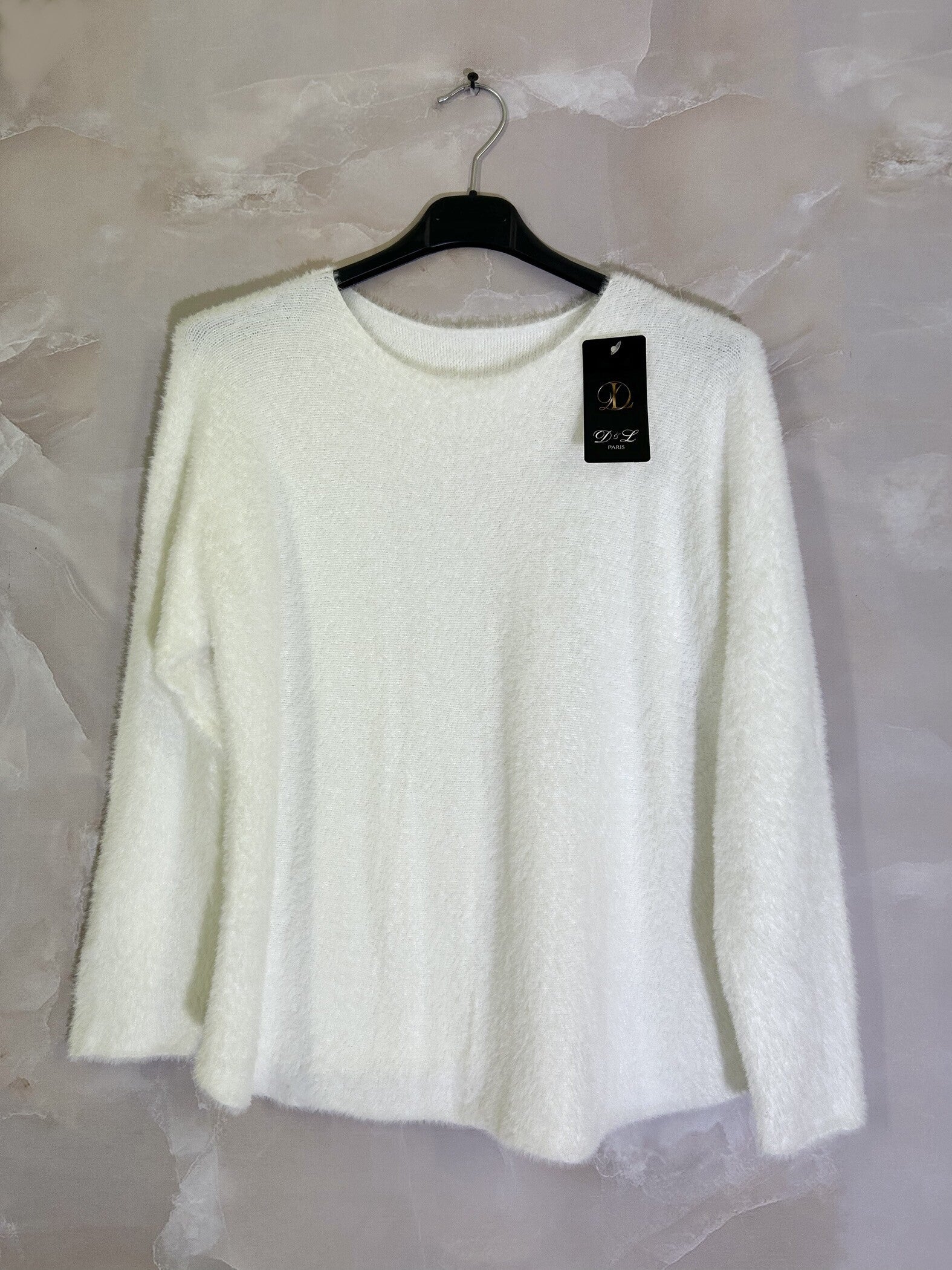 Plus Size Extra soft stretch rabbit hair effect sweater with round neck