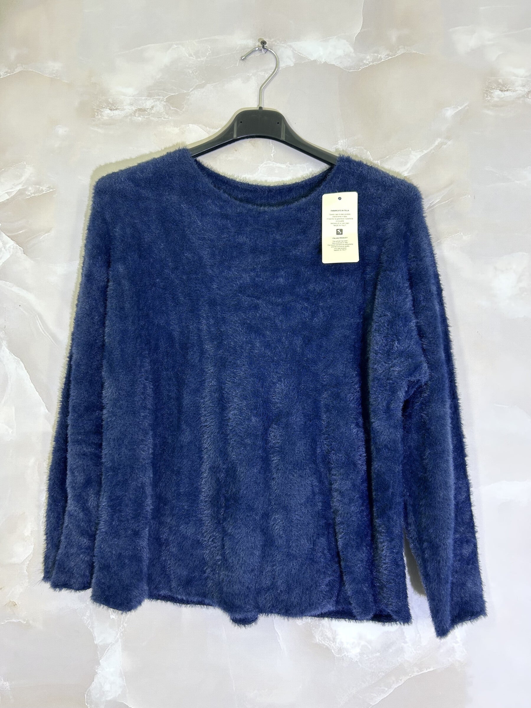 Plus Size Extra soft stretch rabbit hair effect sweater with round neck