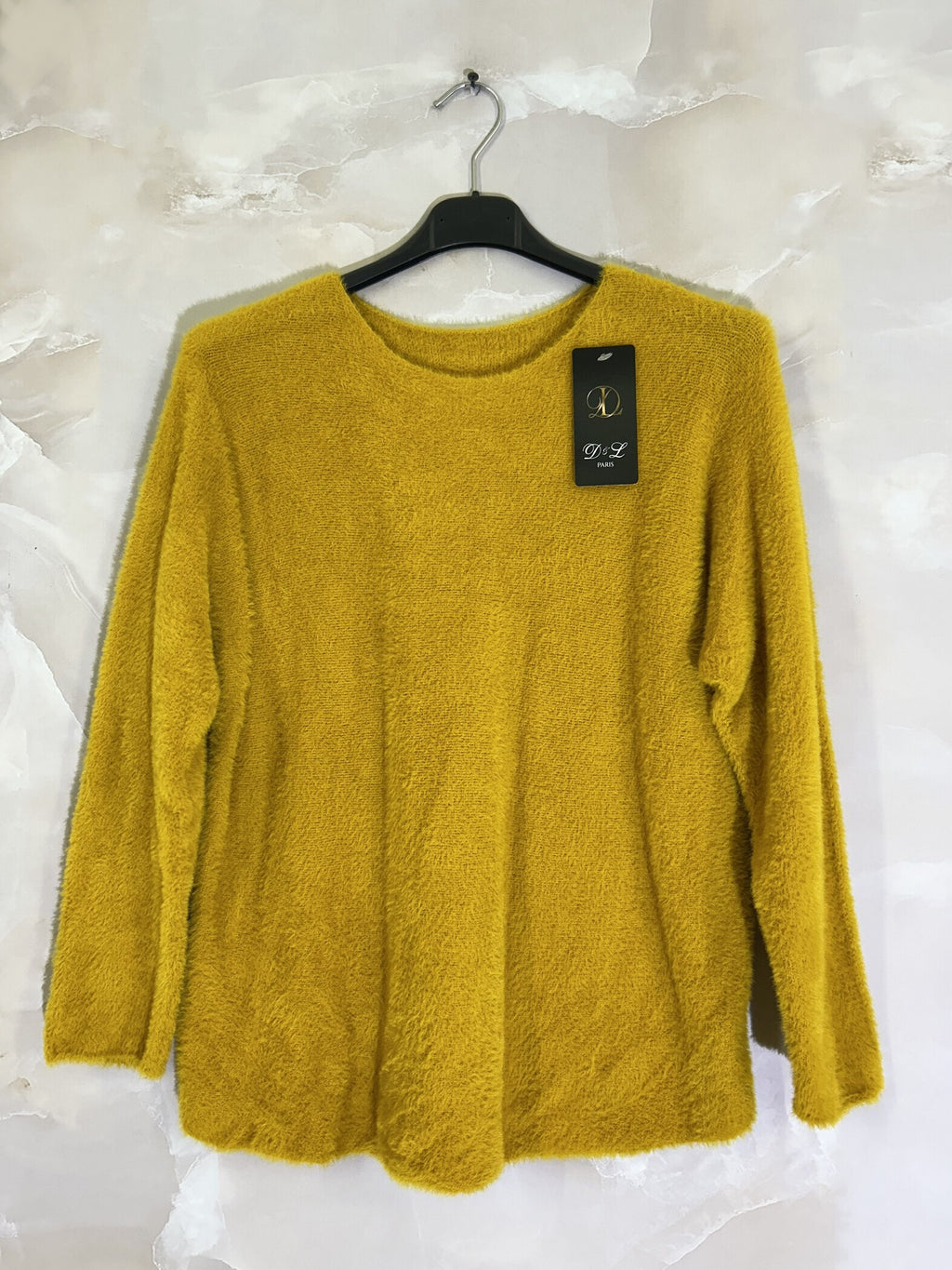 Plus Size Extra soft stretch rabbit hair effect sweater with round neck