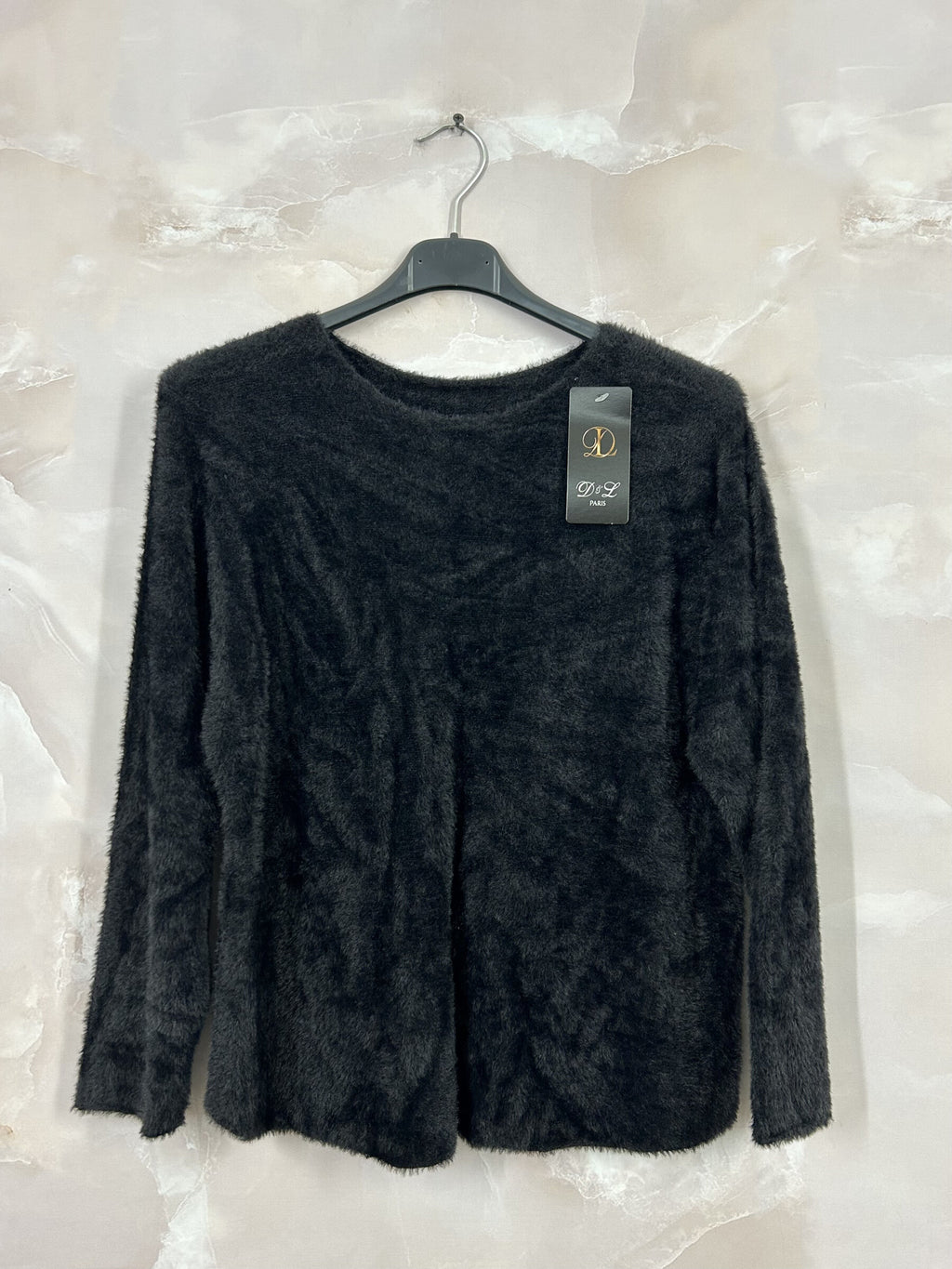 Plus Size Extra soft stretch rabbit hair effect sweater with round neck