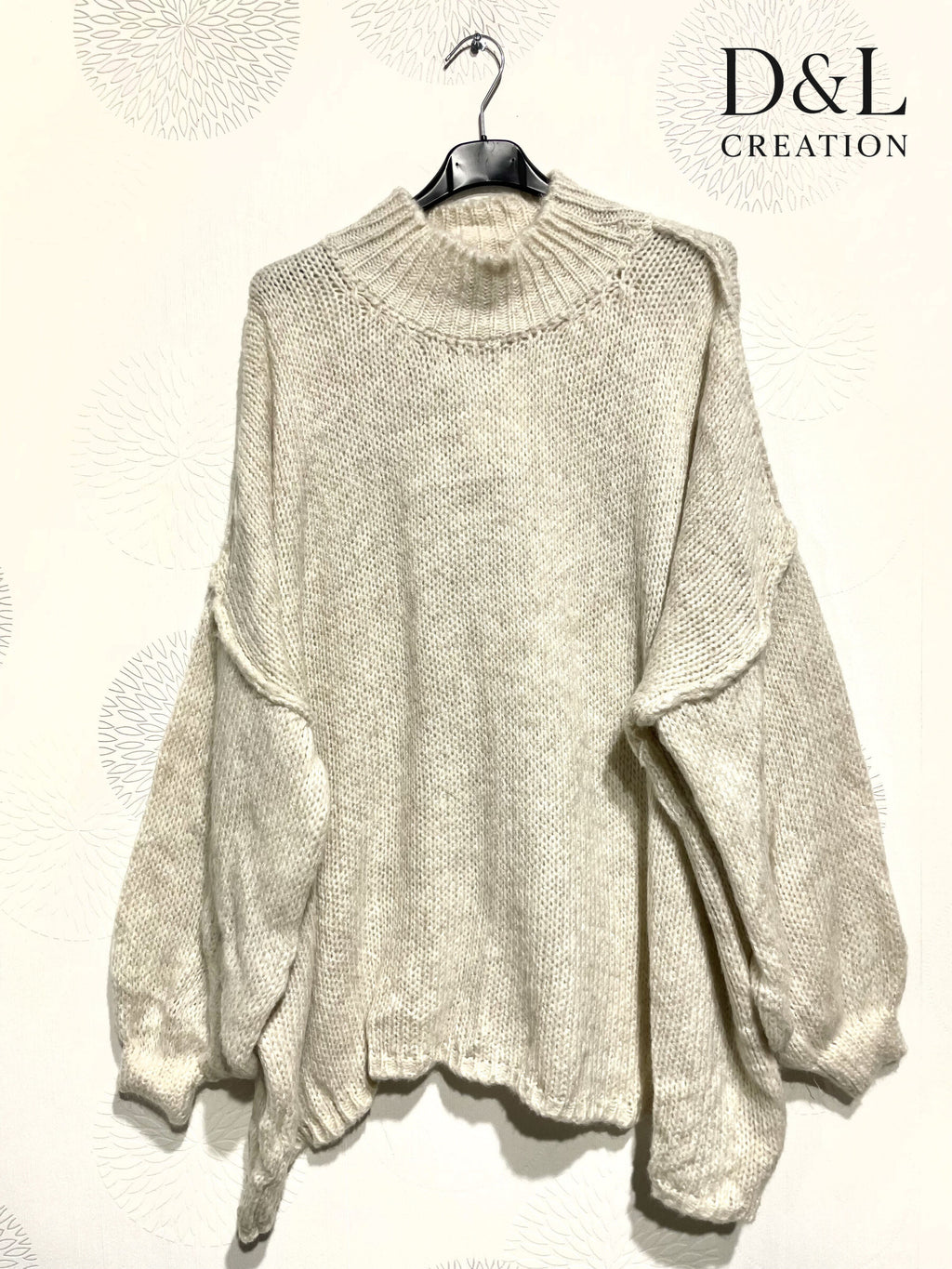 Oversized Turtleneck Sweater med Mohair, Störrelse T40 till T60 i Plus Size