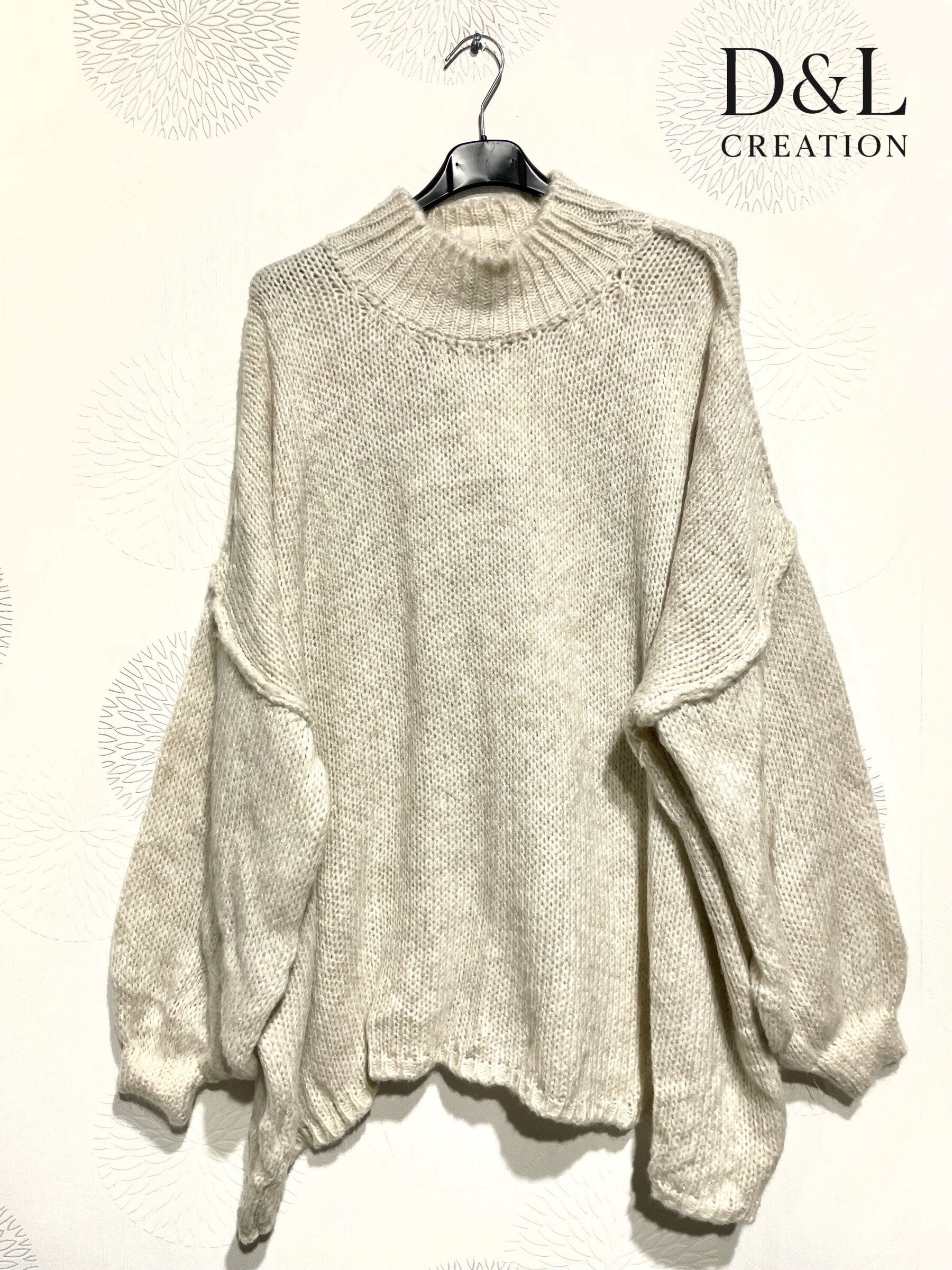 Oversized Turtleneck Sweater med Mohair, Störrelse T40 till T60 i Plus Size