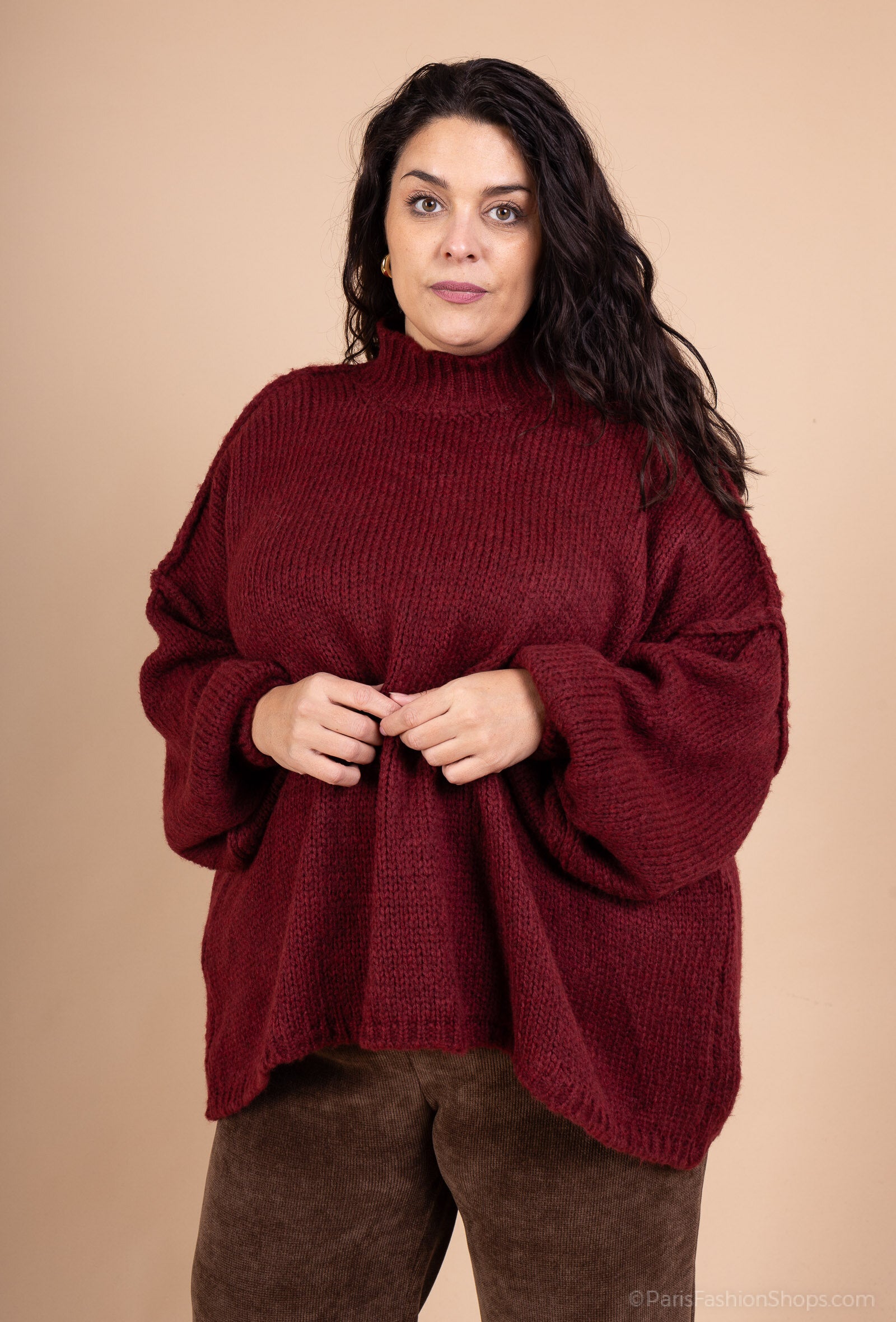 Oversized turtleneck sweater with mohair
