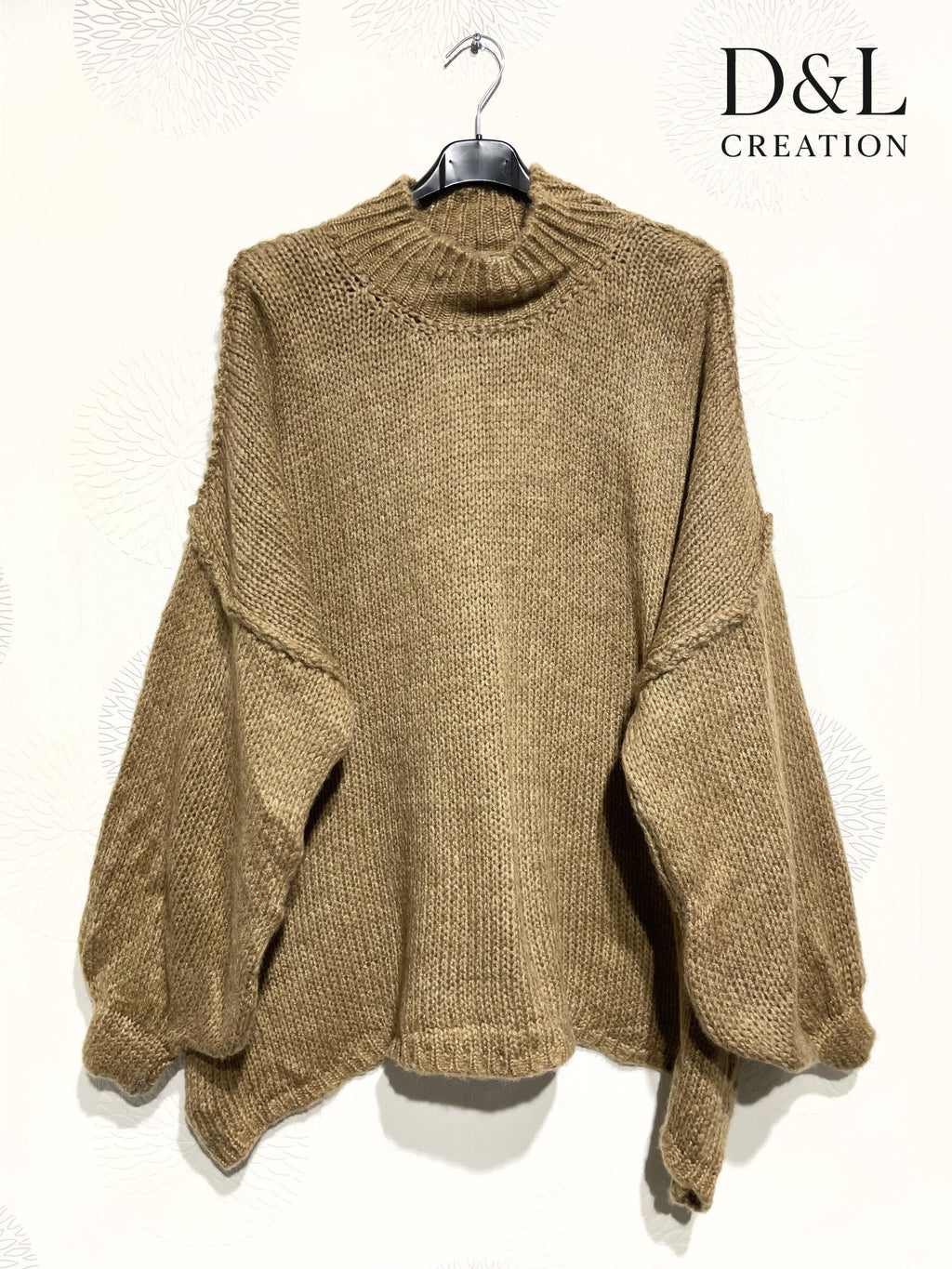 Oversized turtleneck sweater with mohair