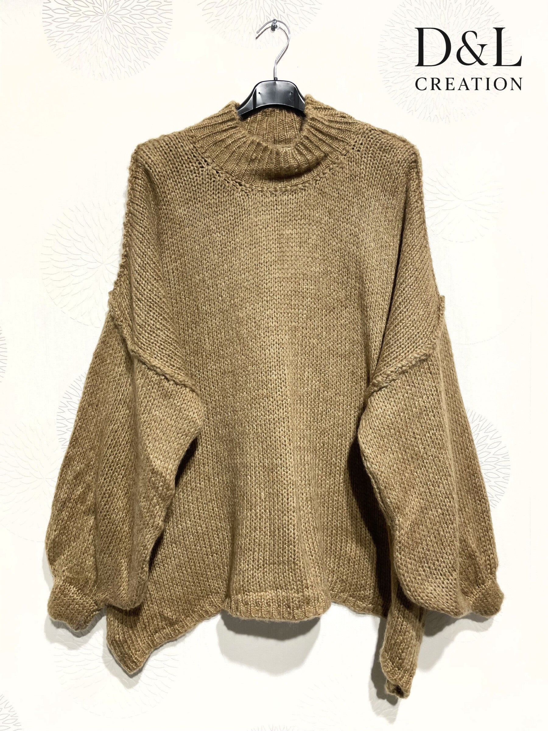 Oversized turtleneck sweater with mohair