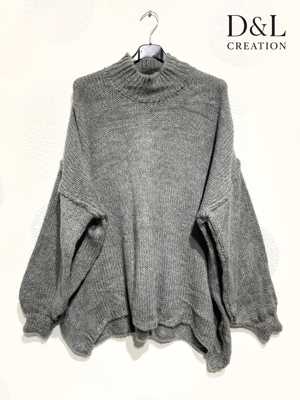 Oversized turtleneck sweater with mohair