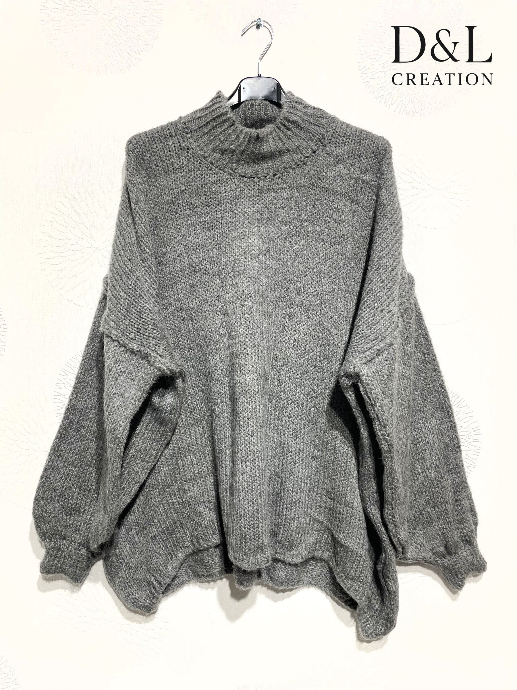 Oversized turtleneck sweater with mohair