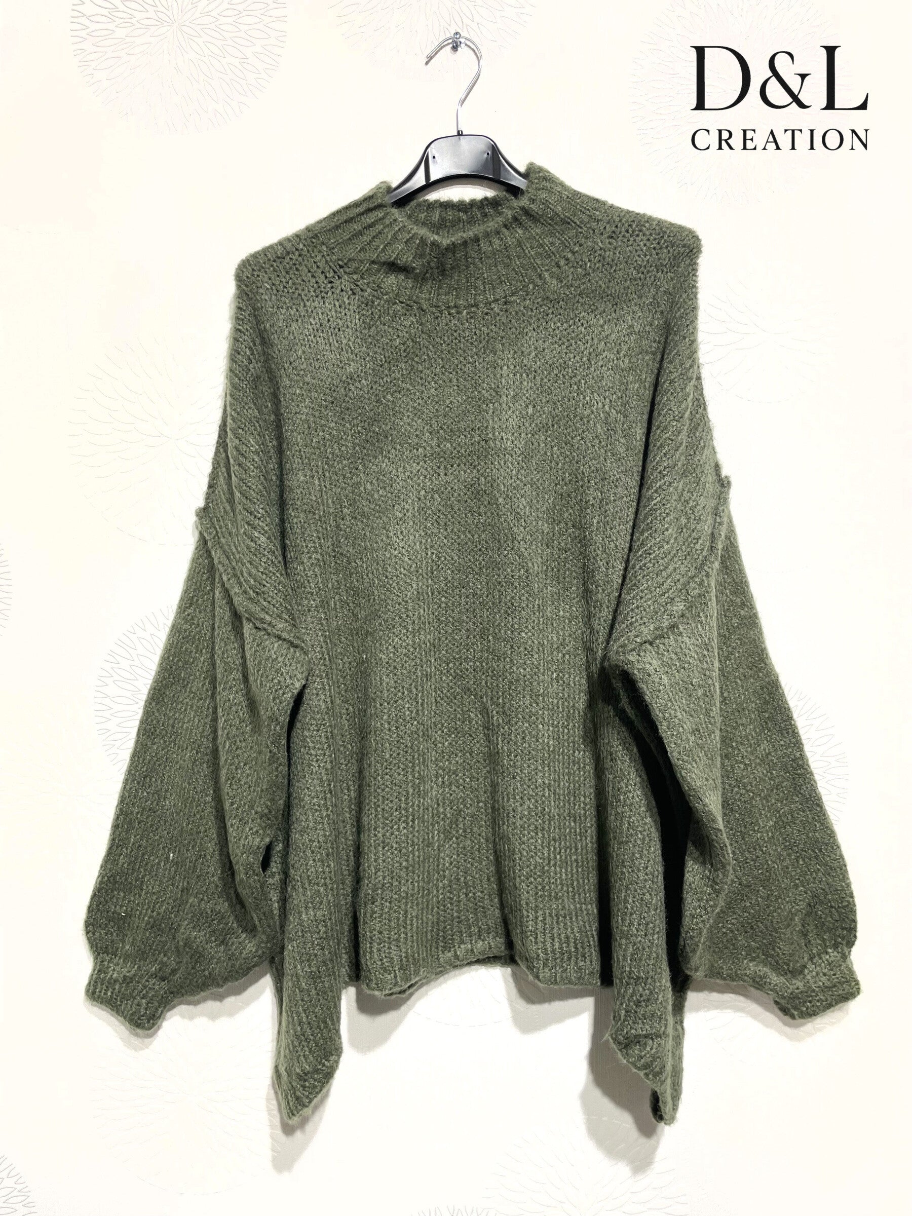 Oversized turtleneck sweater with mohair