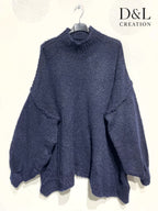Oversized turtleneck sweater with mohair