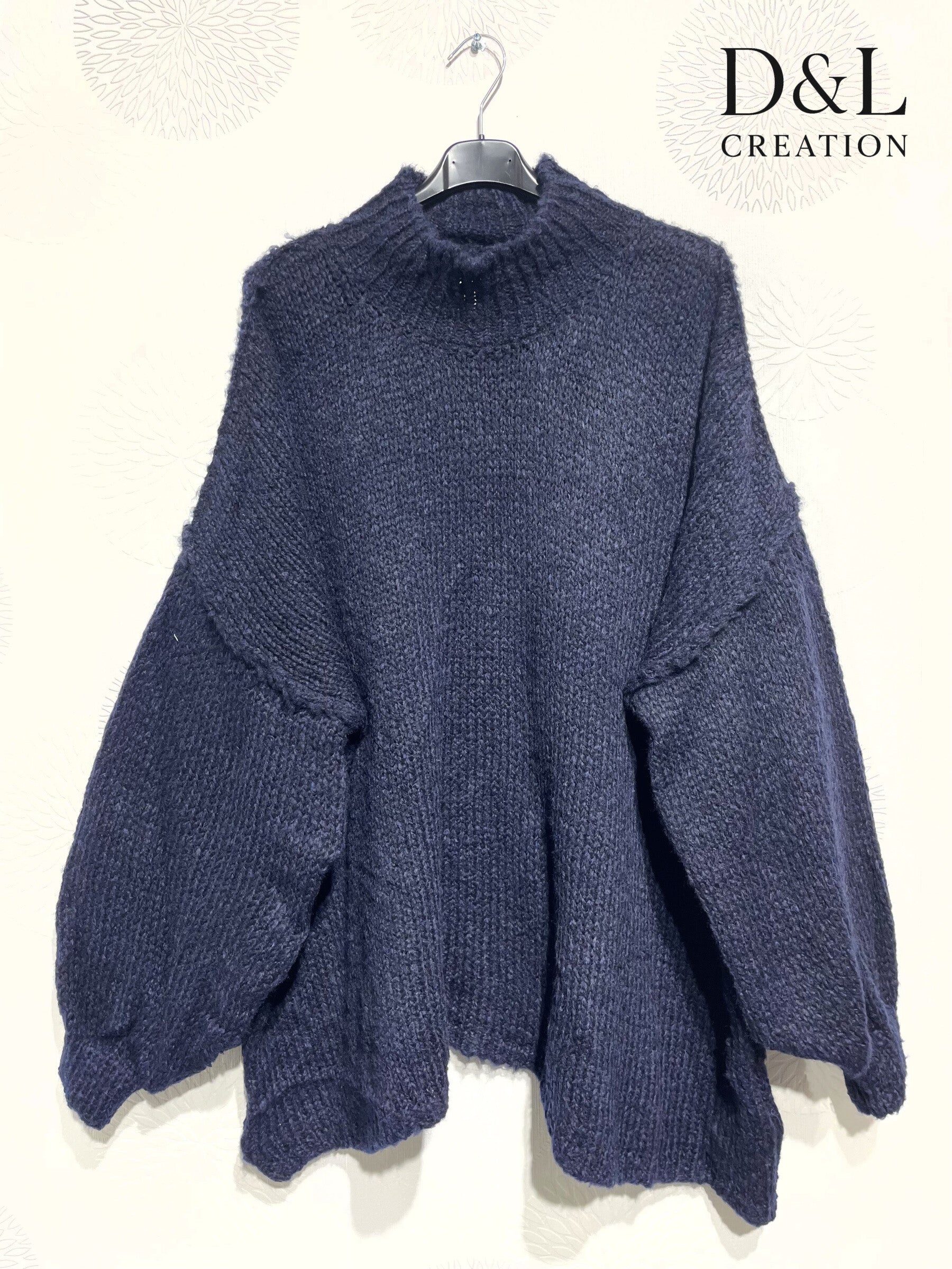 Oversized turtleneck sweater with mohair