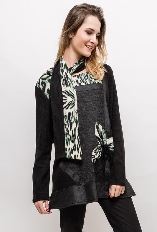 Plus Size Fancy Sweater med Läderdetaljer
