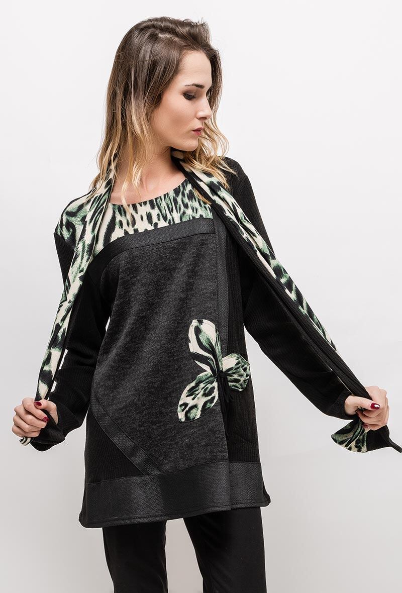 Plus Size Fancy Sweater med Läderdetaljer