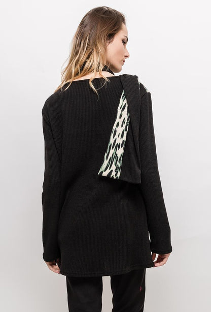 Plus Size Fancy Sweater med Läderdetaljer