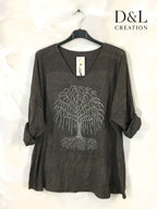 Finstickad tröja med livets träd av strass, storlekar T38 till T52