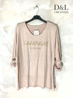Mjuk finstickad tröja Champagne Please i Storlek 38 till 52