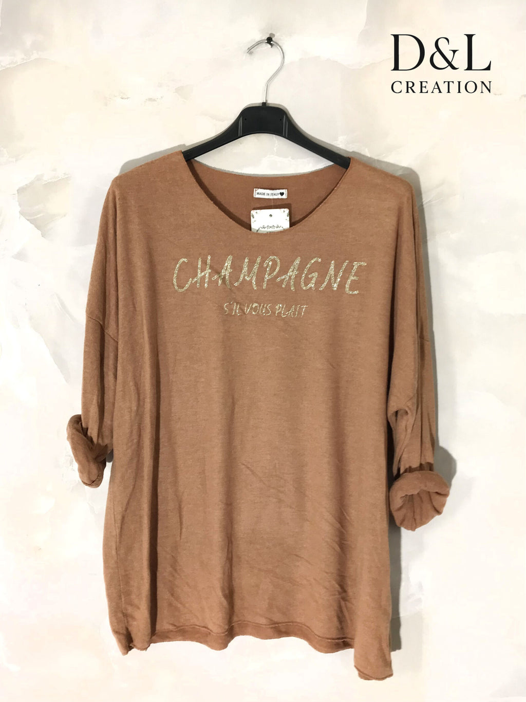 Mjuk finstickad tröja Champagne Please i Storlek 38 till 52