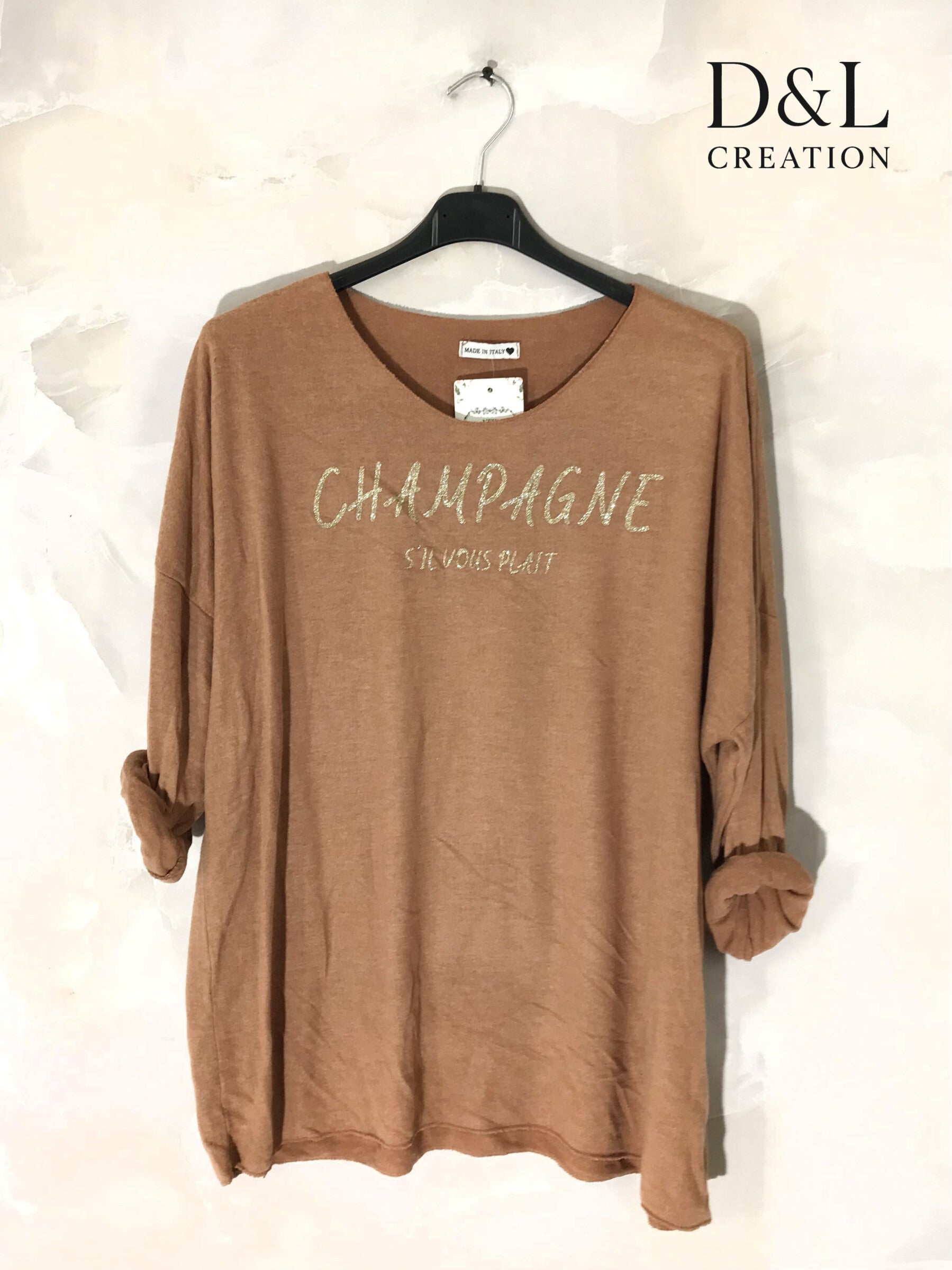 Mjuk finstickad tröja Champagne Please i Storlek 38 till 52