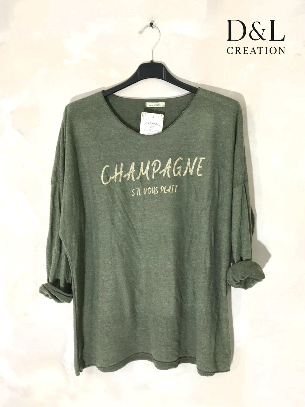 Soft fine-knit sweater Champagne Please Size 38 to 52 i Stor Storlek