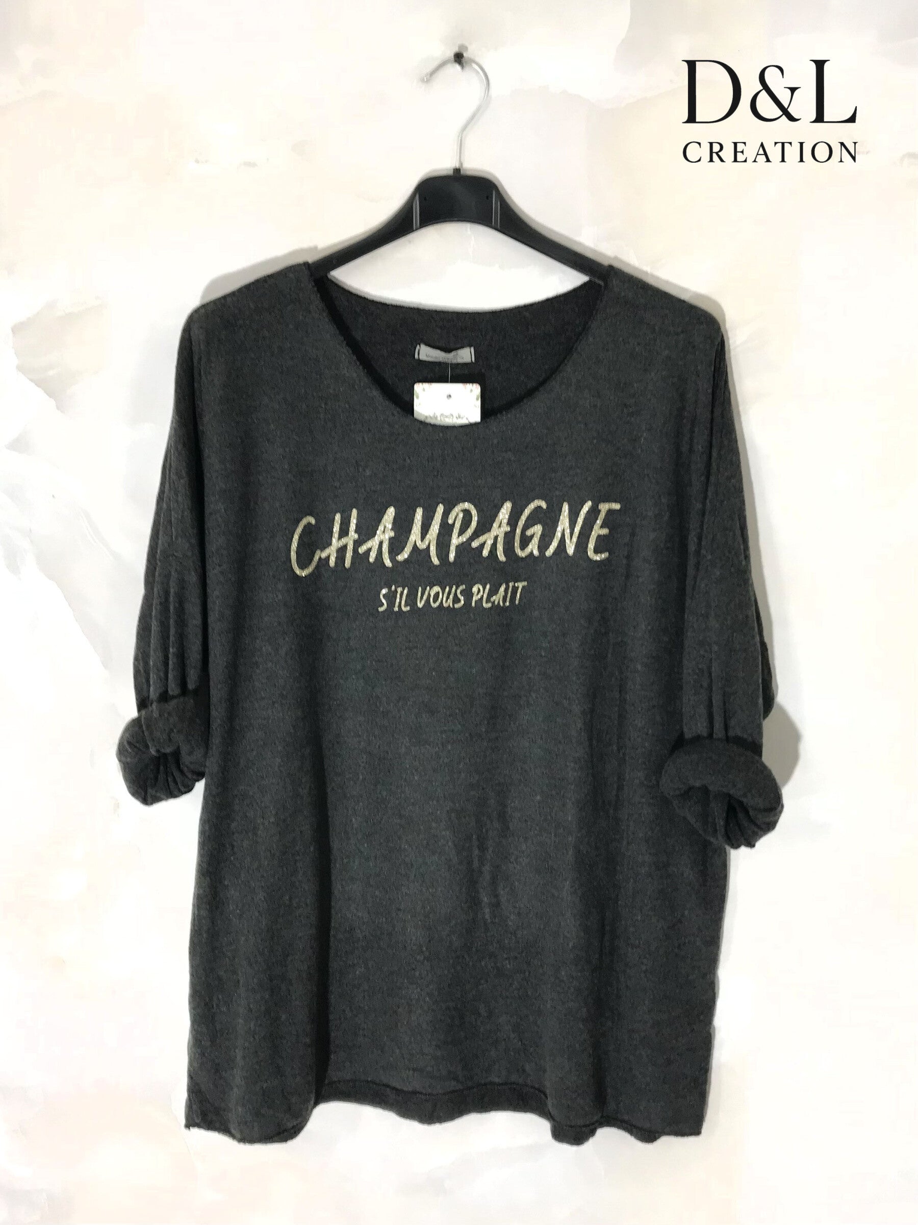 Soft fine-knit sweater Champagne Please Size 38 to 52 i Stor Storlek