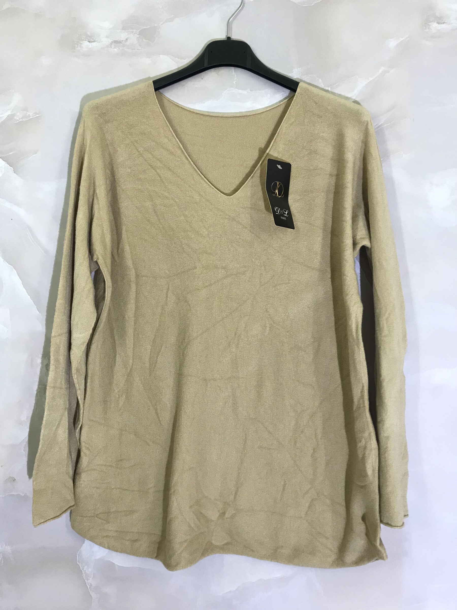 Plus Size V-ringad Tröja i Stretch Mesh
