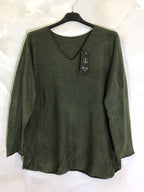 Plus Size Fine v -neck sweater in an extra comfortable mesh