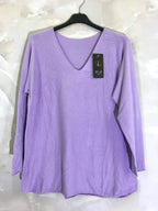 Plus Size V-ringad Tröja i Stretch Mesh