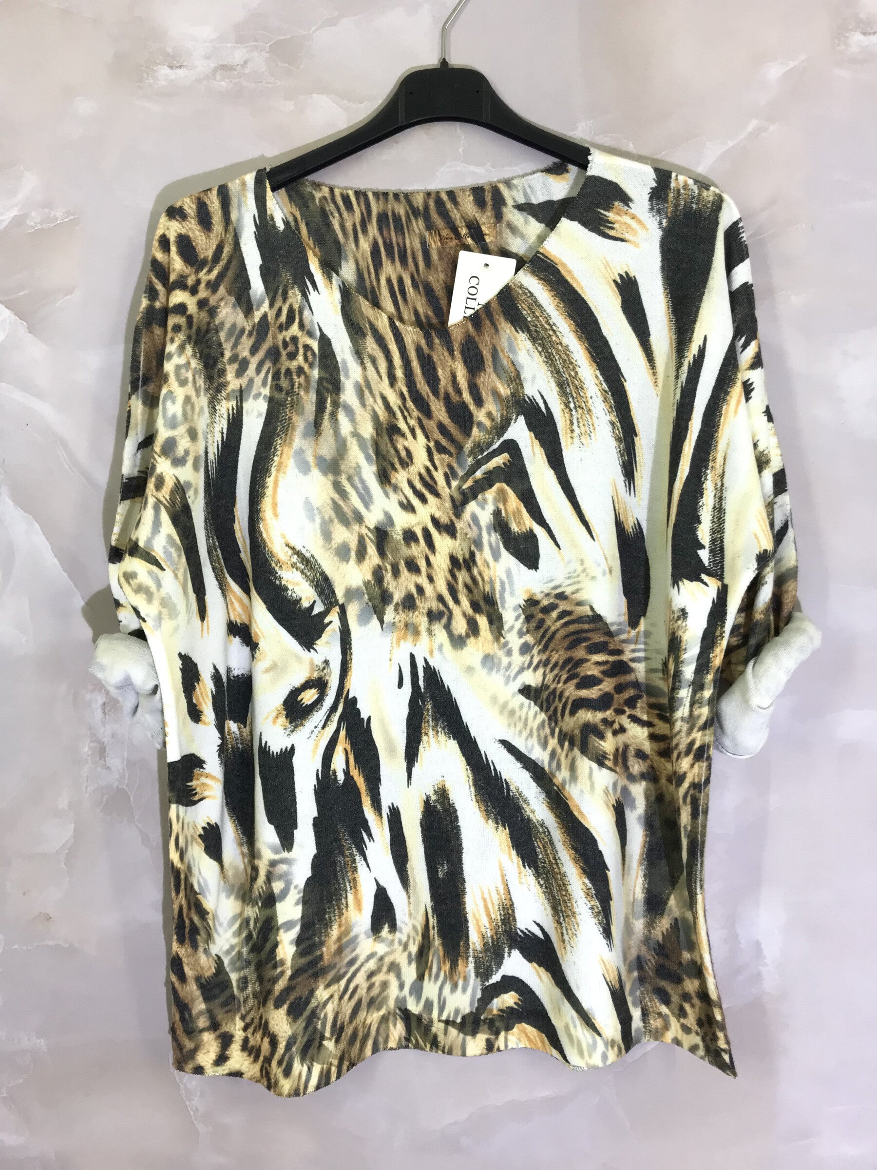 Plus Size Tryckt V-ringad Tröja