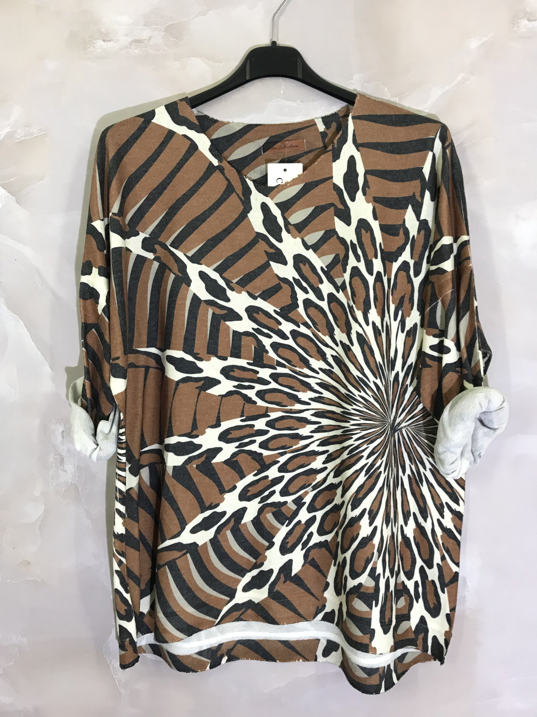 Plus Size Tryckt V-ringad Tröja