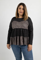 Plussize Ruffle Mönstrad Tröja