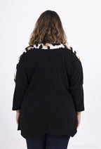 Plus Size Öppen Ärmar Tröja med Tryck