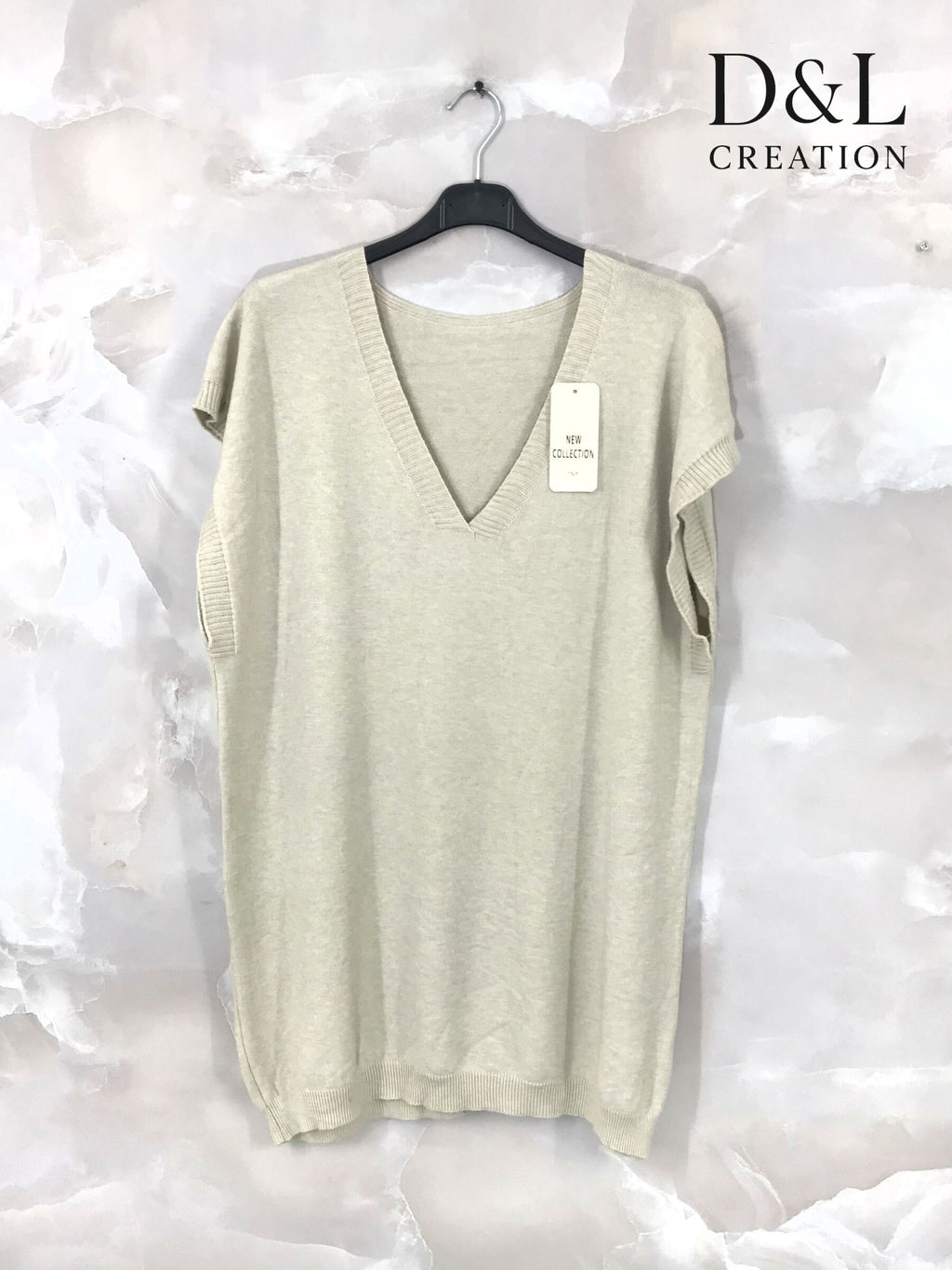 Plus Size Kortärmad Stickad Tröja