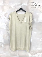 Plus Size Kortärmad Stickad Tröja