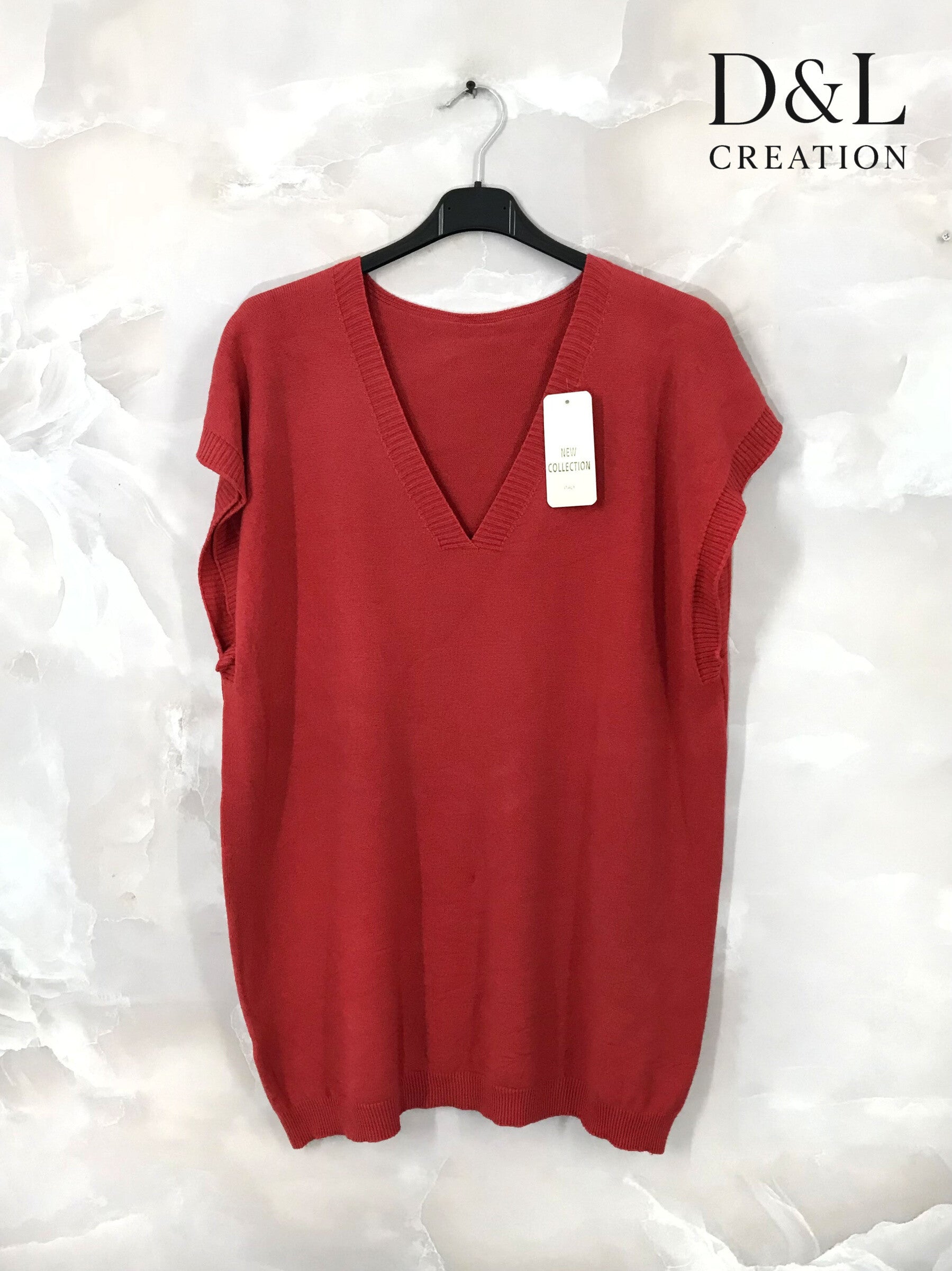 Plus Size Kortärmad Stickad Tröja