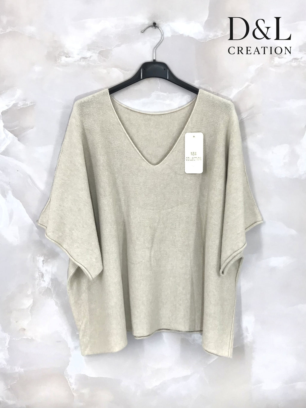 Plus Size Stickad Tröja med Halvlånga Ärmar