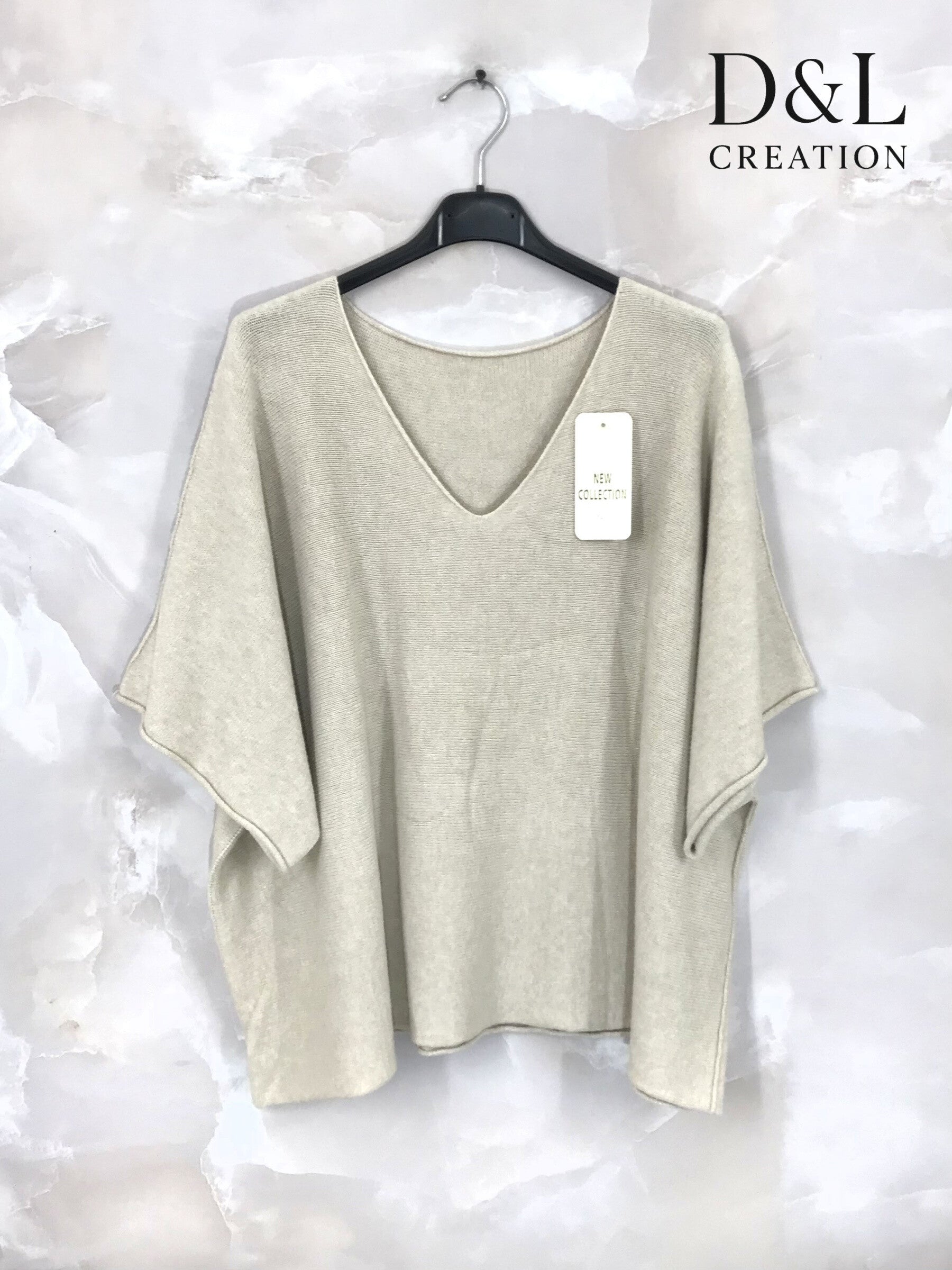 Plus Size Stickad Tröja med Halvlånga Ärmar