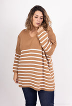 Striped loose jumper i Plus Size